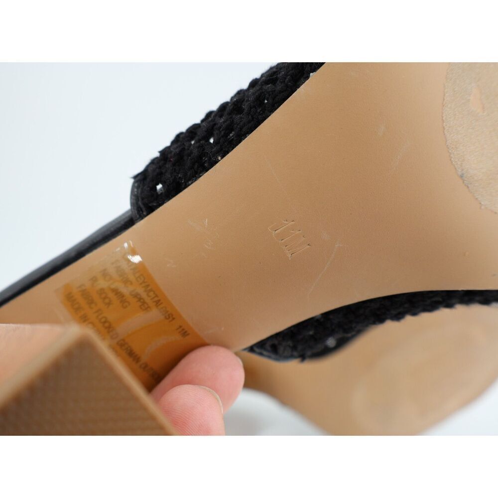 Steve Madden Cataleya Block Heel Sandal Size 11M Crochet Mule Slip On Shoe Black - Picture 9 of 11
